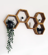 Load image into Gallery viewer, Set of 5 Hexagon Shelves | Floating Honeycomb Shelf | Geometric Shelves | Hexagonal Shelf