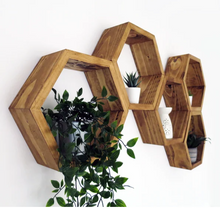 Load image into Gallery viewer, Set of 5 Hexagon Shelves | Floating Honeycomb Shelf | Geometric Shelves | Hexagonal Shelf