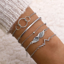 Load image into Gallery viewer, 4 Pcs/set Women&#39;s Fashion Crystal Leaves Geometric Bracelet Set