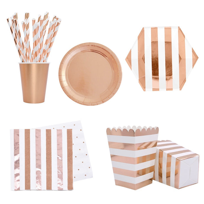 Rose Gold Party Disposable Tableware Set