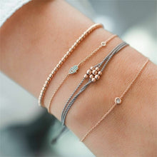 Load image into Gallery viewer, 4 Pcs/set Women&#39;s Fashion Crystal Leaves Geometric Bracelet Set