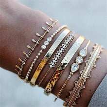 Load image into Gallery viewer, 4 Pcs/set Women&#39;s Fashion Crystal Leaves Geometric Bracelet Set