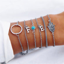 Load image into Gallery viewer, 4 Pcs/set Women&#39;s Fashion Crystal Leaves Geometric Bracelet Set