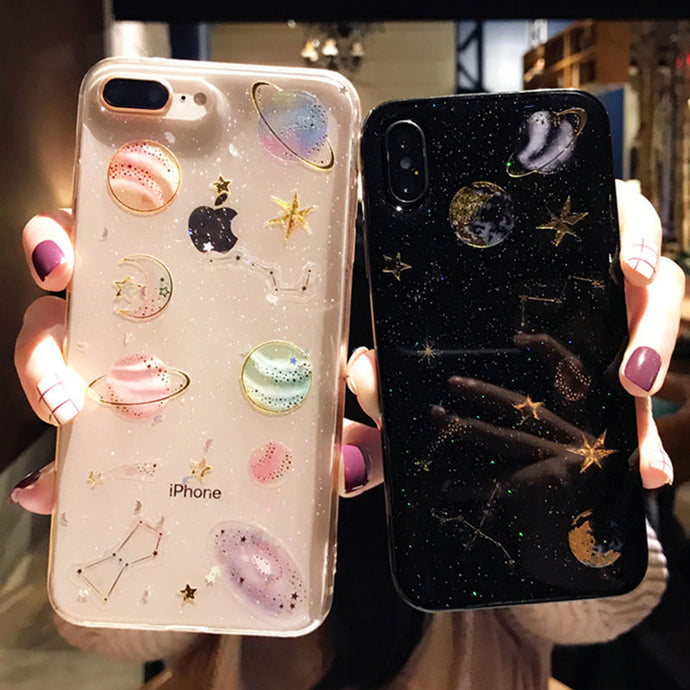 Glitter Space planet phone Cases