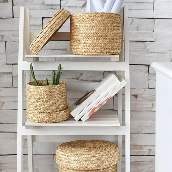 3 Pcs/Set Handmade Straw Woven Storage Basket