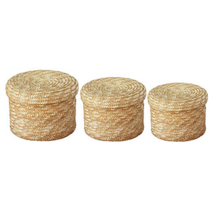 3 Pcs/Set Handmade Straw Woven Storage Basket