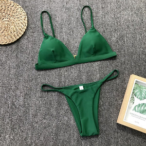 9 Colors Solid Bikini Set