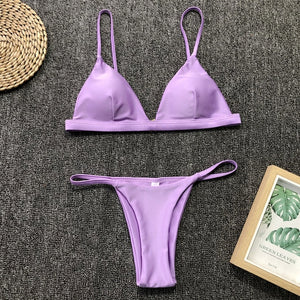 9 Colors Solid Bikini Set