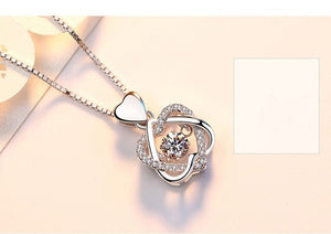 Romantic Double Heart Flower Pendant Necklace