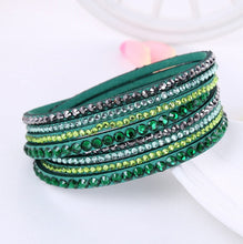 Load image into Gallery viewer, Leather Bracelet Rhinestone Crystal Bracelet Wrap