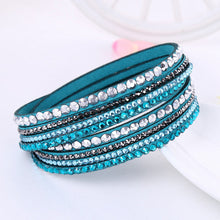 Load image into Gallery viewer, Leather Bracelet Rhinestone Crystal Bracelet Wrap