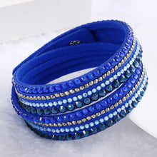 Load image into Gallery viewer, Leather Bracelet Rhinestone Crystal Bracelet Wrap