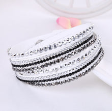 Load image into Gallery viewer, Leather Bracelet Rhinestone Crystal Bracelet Wrap