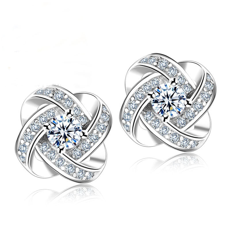 Crystal Earrings 925 Sterling Silver