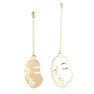 Abstract Stylish Hollow Out Face Dangle Earrings