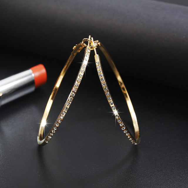 Hoop Earrings With Rhinestone