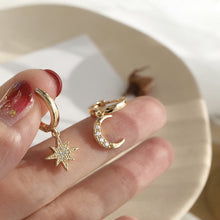 Load image into Gallery viewer, Asymmetric Earrings Of Star And Moon