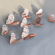 Load image into Gallery viewer, 12pcs/set Rose gold 3D Butterfly Wall Sticker