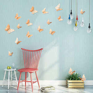 12pcs/set Rose gold 3D Butterfly Wall Sticker