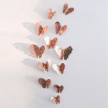 Load image into Gallery viewer, 12pcs/set Rose gold 3D Butterfly Wall Sticker