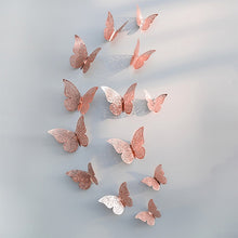 Load image into Gallery viewer, 12pcs/set Rose gold 3D Butterfly Wall Sticker