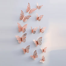 Load image into Gallery viewer, 12pcs/set Rose gold 3D Butterfly Wall Sticker