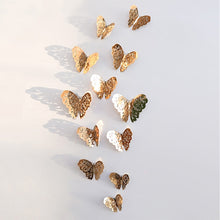 Load image into Gallery viewer, 12pcs/set Rose gold 3D Butterfly Wall Sticker