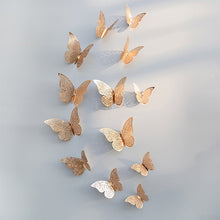 Load image into Gallery viewer, 12pcs/set Rose gold 3D Butterfly Wall Sticker