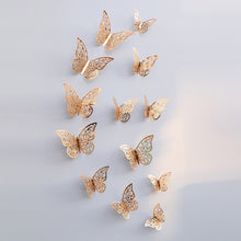 Load image into Gallery viewer, 12pcs/set Rose gold 3D Butterfly Wall Sticker