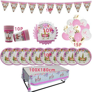 51/81pcs Unicorn Party Supplies Kids Birthday